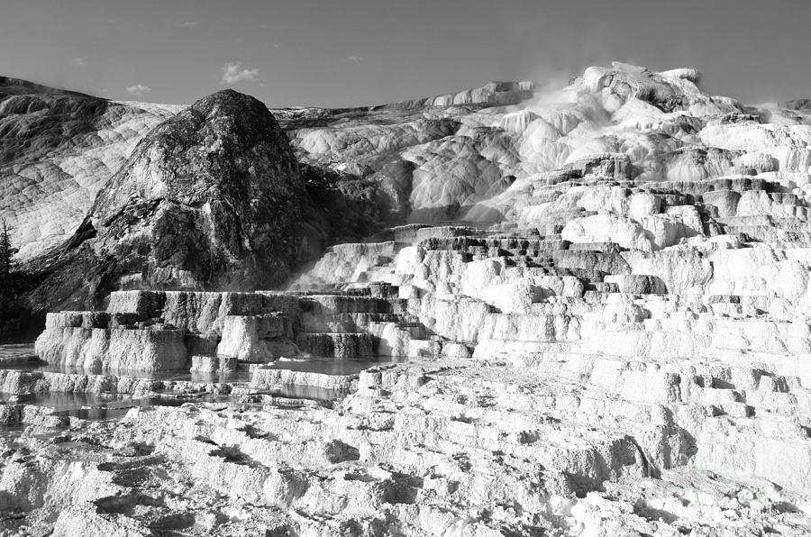 Yellowstone National Park Photograph - Devils Thumb Formation Mammoth Hot Springs Yellowstone National Park Black and White by Shawn OBrien
