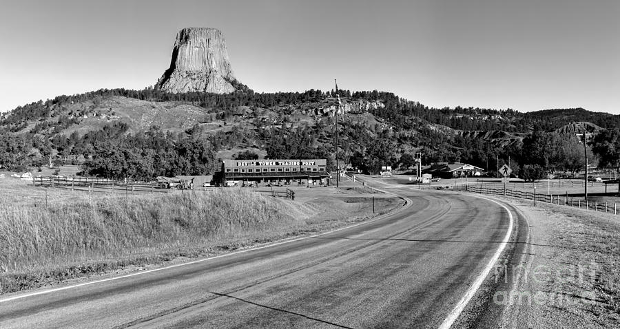 Devils Tower Black And White Panorama Photograph by Adam Jewell