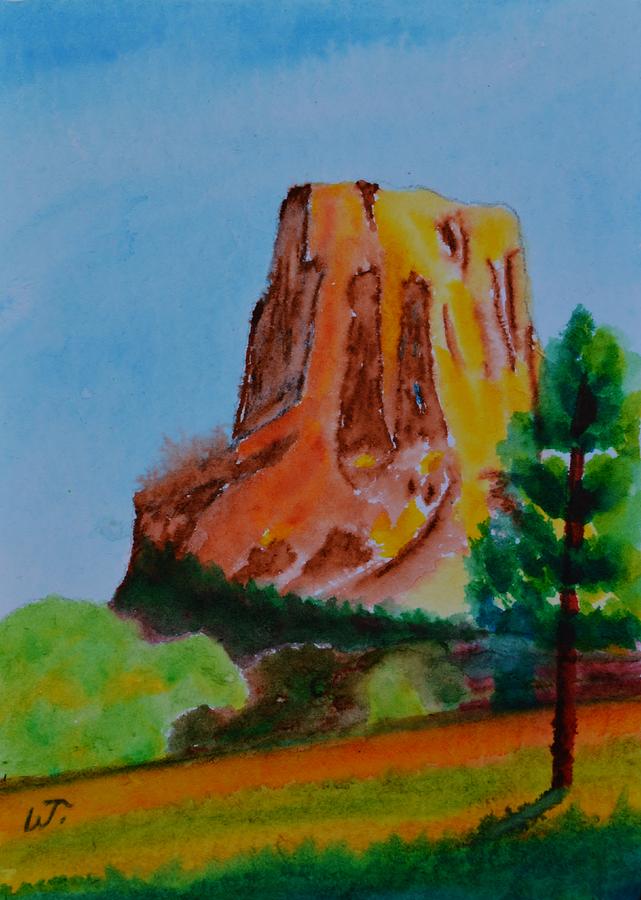 Devils Tower Color Painting by Warren Thompson