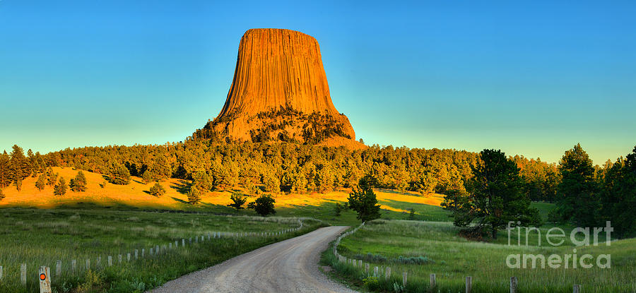 Devils Tower Panoramic Sunset Photograph by Adam Jewell