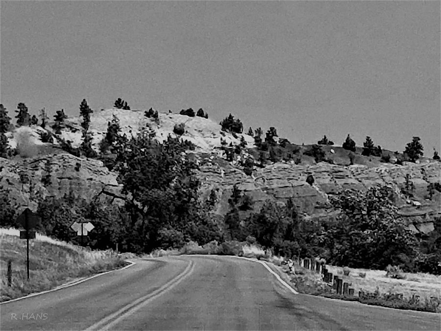Devils Tower Red Rock Road B W Photograph by Rob Hans