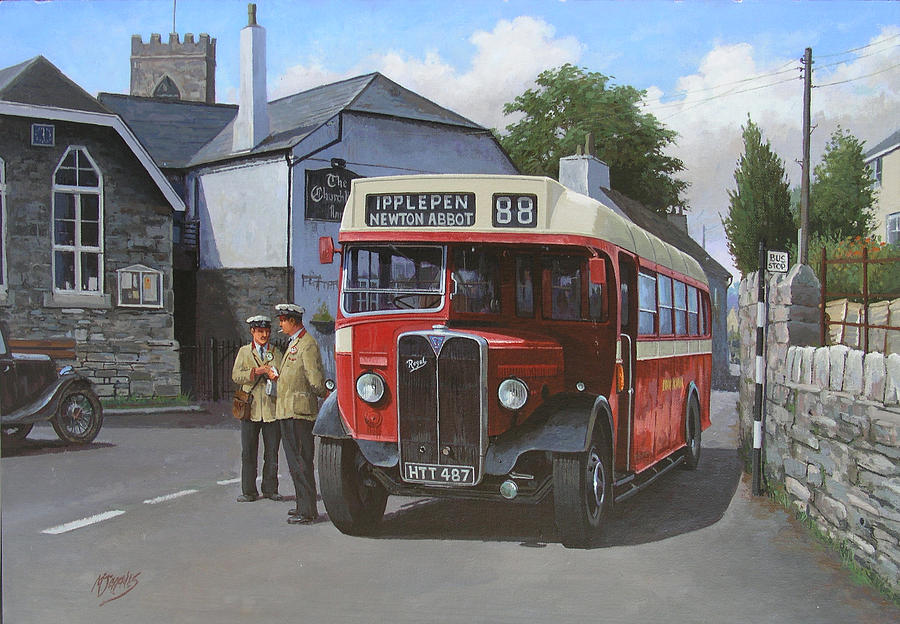 Bus Painting - Devon General AEC Regal. by Mike Jeffries