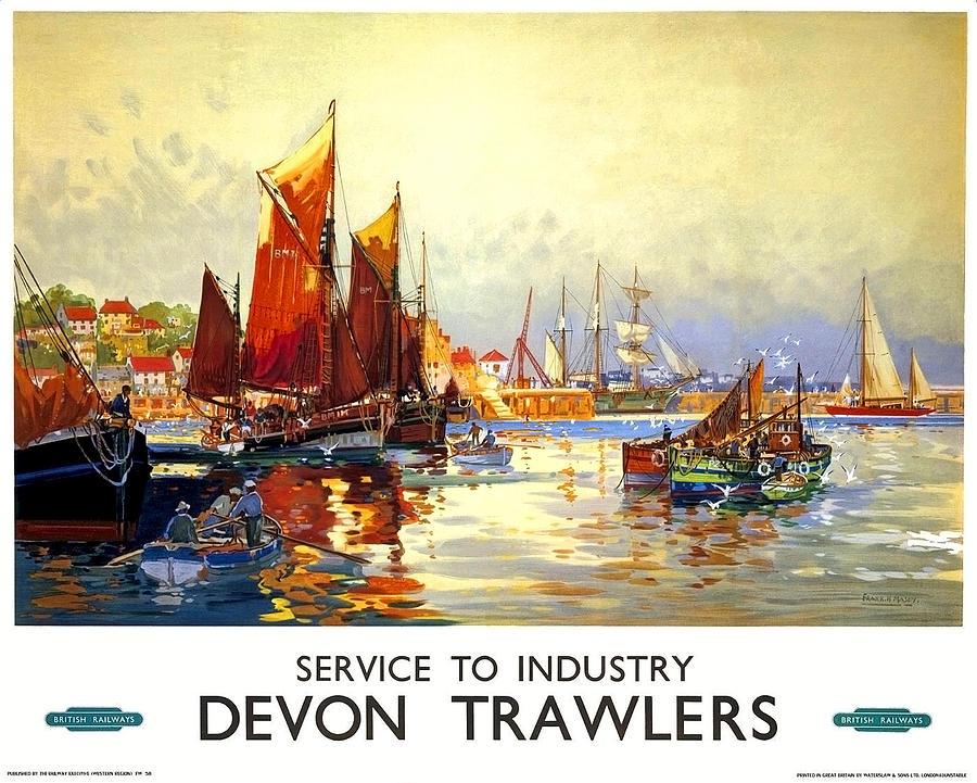 Devon Port, sailing boats, United Kingdom, travel Poster Painting by Long Shot