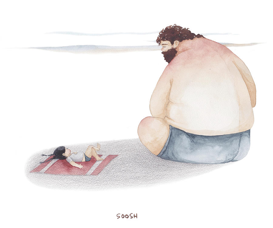 Parenthood Movie Drawing - Devoted Father by Soosh