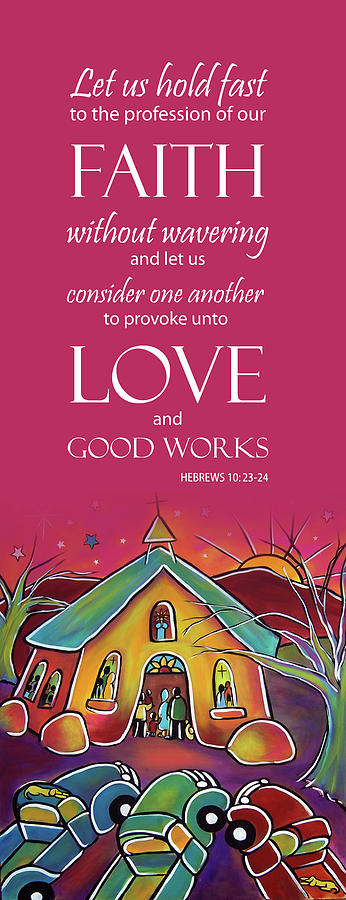 Devotional Art Banner - Scripture from Hebrews by Jan Oliver-Schultz Devotional Art Banner - Scripture from Hebrews by Jan Oliver-Schultz