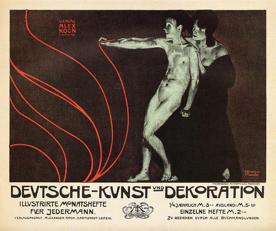 Deutsche-Kunst und Dekoration - German Art - Retro travel Poster - Vintage Poster Mixed Media by Studio Grafiikka