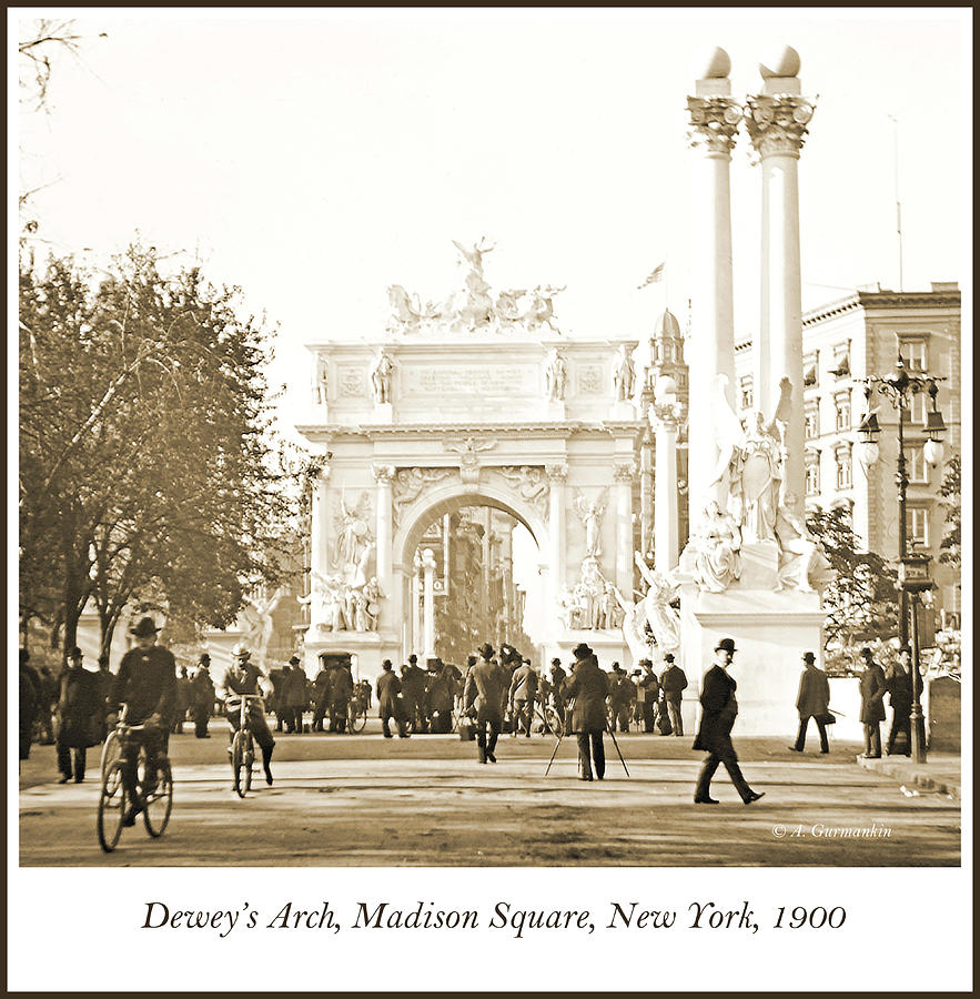 Architecture Photograph - Deweys Arch Monument, Madison Square, New York, 1900 by A Macarthur Gurmankin