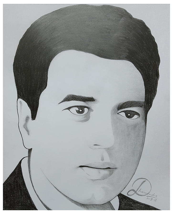 Pencil Sketch Of Actor Dharmendra  DesiPainterscom