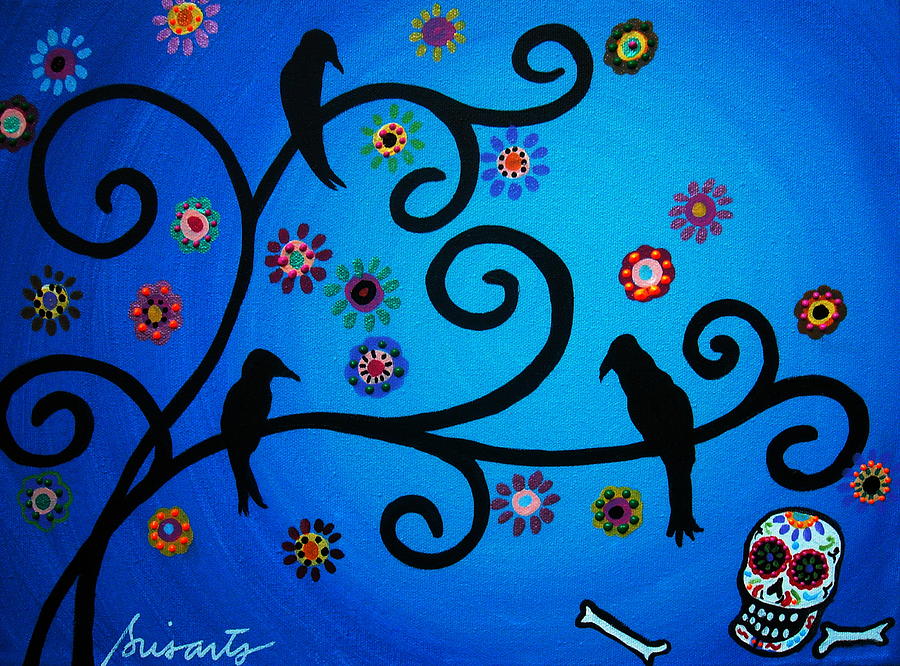 Dia De Los Muertos Crows Painting by Pristine Cartera Turkus