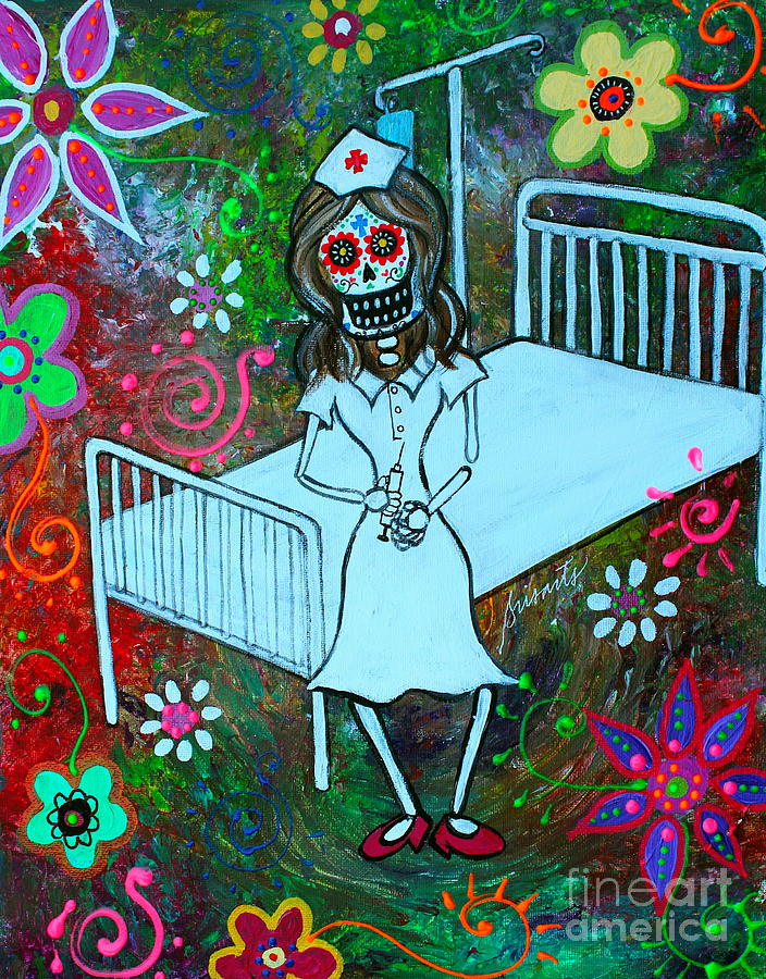 Dia De Los Muertos Enfermera Painting by Pristine Cartera Turkus