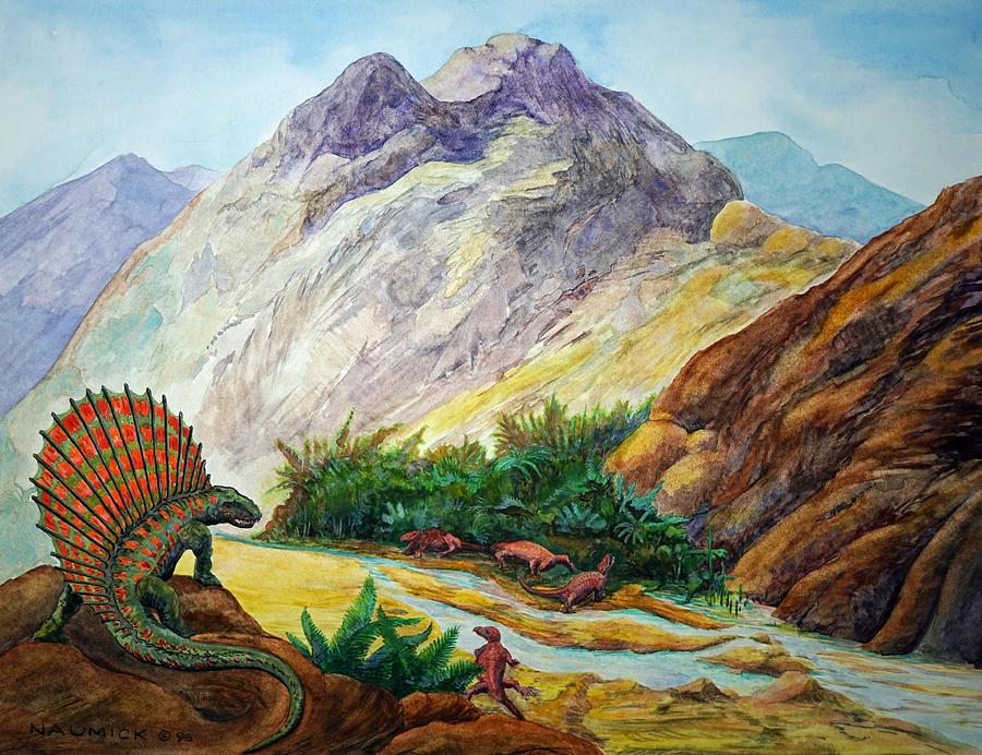 Dinosaur Painting - Diadectes Wash by Dennis Naumick