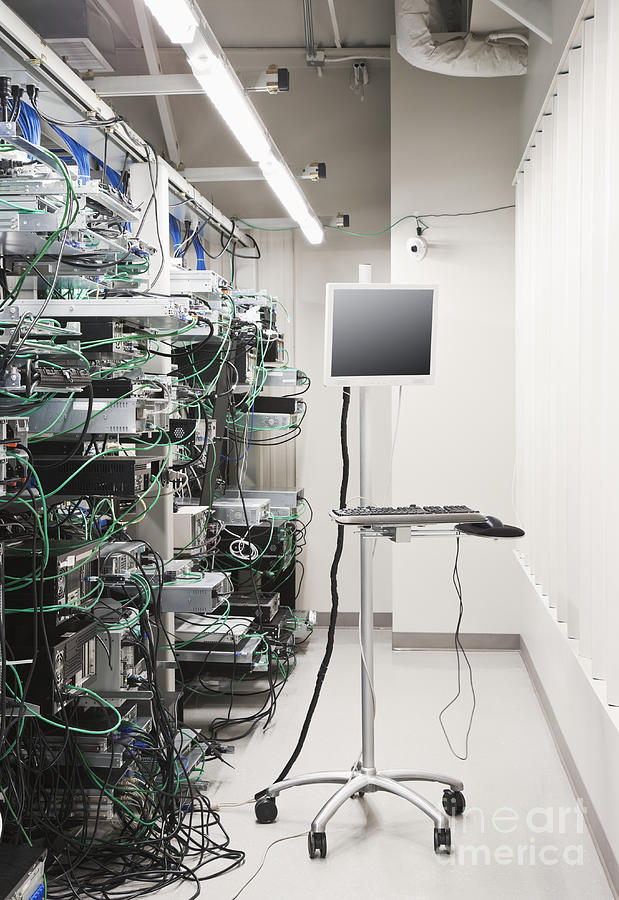 Diagnostic Station in a Computer Server Room Photograph by ...