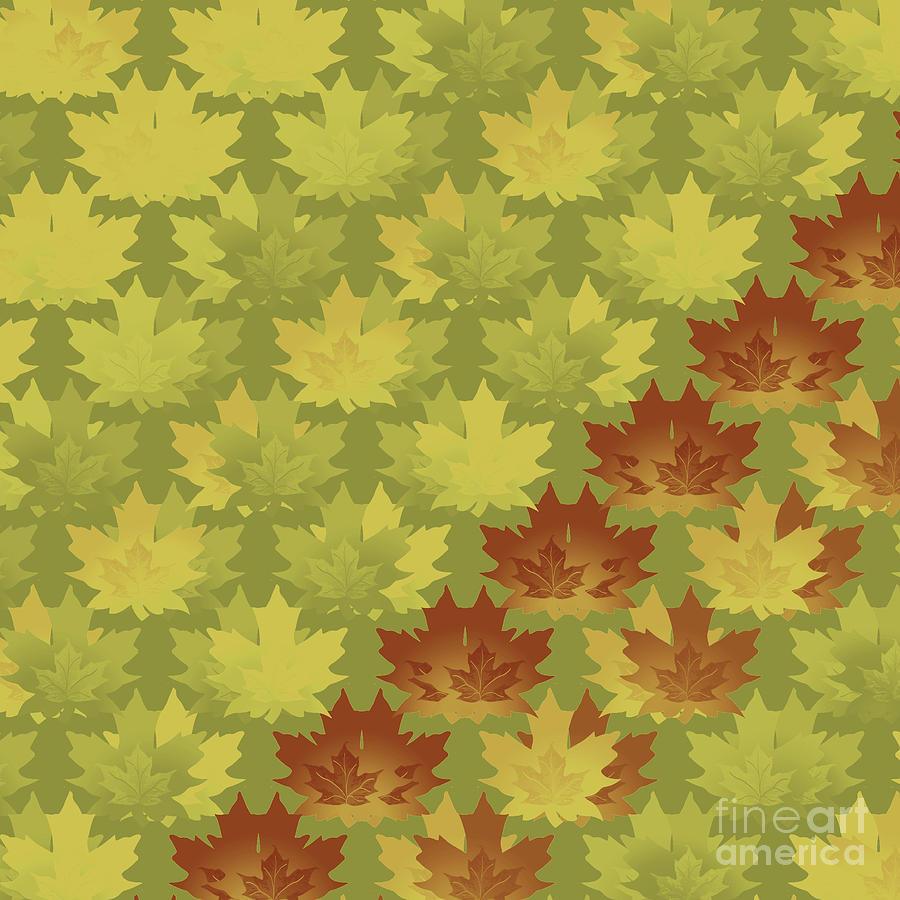 Maple Leaf Digital Art - Diagonal Leaf Pattern by Two Hivelys