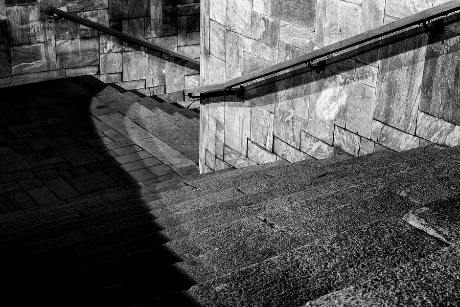 Diagonal Staircase Monochrome Leading Down Photograph by John Williams