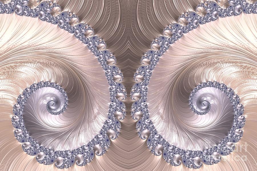 Diamond and Pearl Seashell Swirls Fractal Abstract Digital Art by Rose Santuci-Sofranko