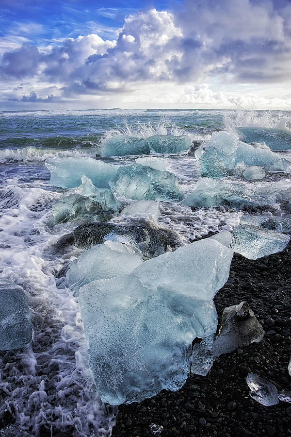 Diamond beach blue Ice in Iceland Photograph by Matthias Hauser