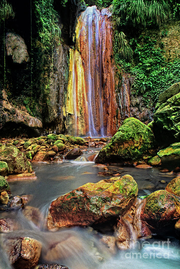 Diamond Falls In A Peaceful Grotto On Saint Lucia Caribbean Photograph by Dave Welling