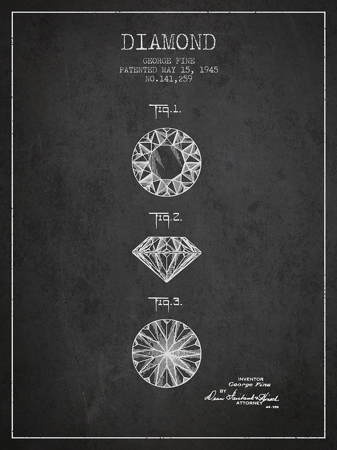Diamond Patent From 1945 - charcoal Digital Art by Aged Pixel Diamond Patent From 1945 - charcoal Digital Art by Aged Pixel