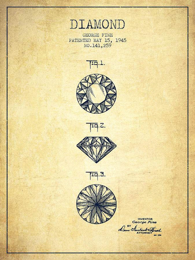 Vintage Digital Art - Diamond Patent From 1945 - Vintage by Aged Pixel