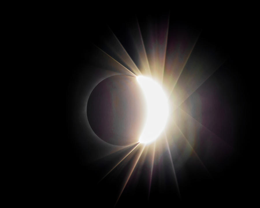 Diamond Ring With Flare During Solar Eclipse Photograph