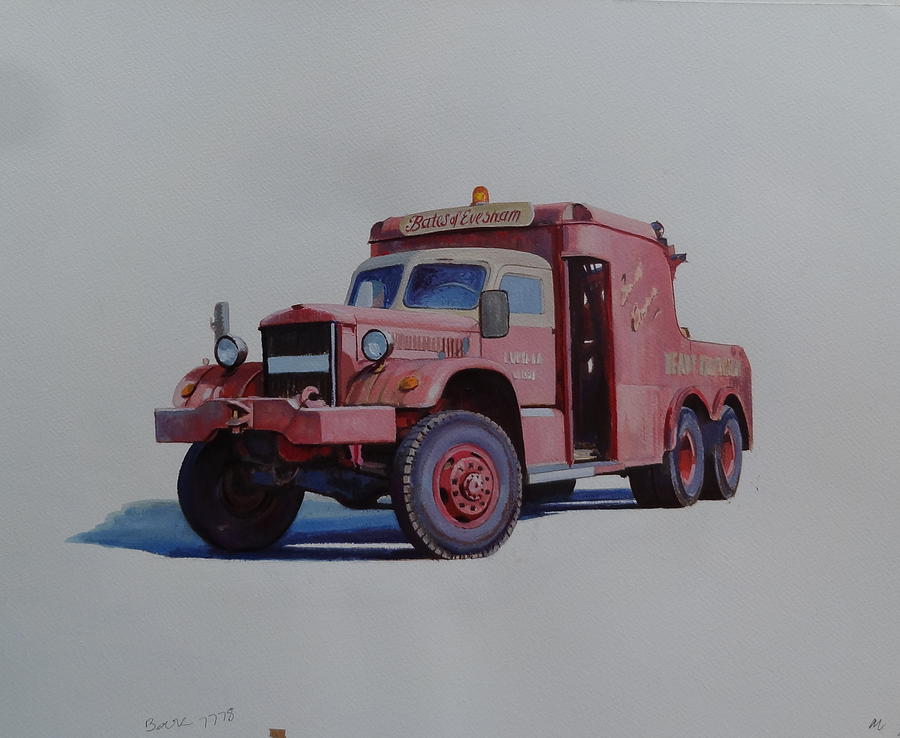 Diamond T wrecker. Painting by Mike Jeffries