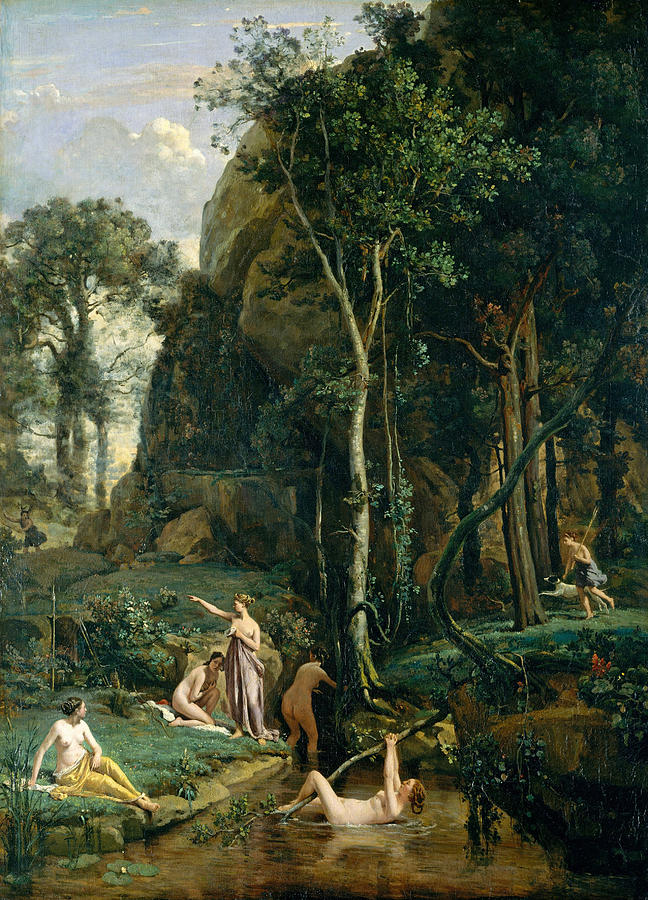 Diana and Actaeon. Diana Surprised in Her Bath Painting by Jean-Baptiste-Camille Corot