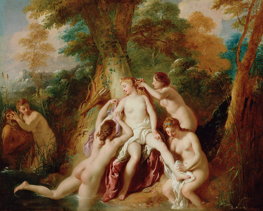 Diana and Her Nymphs Bathing Painting by Jean-Francois de Troy