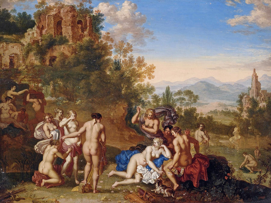 Diana and Her Nymphs Discovering Callistos Pregnancy Painting by Attributed to Jan van Haensbergen