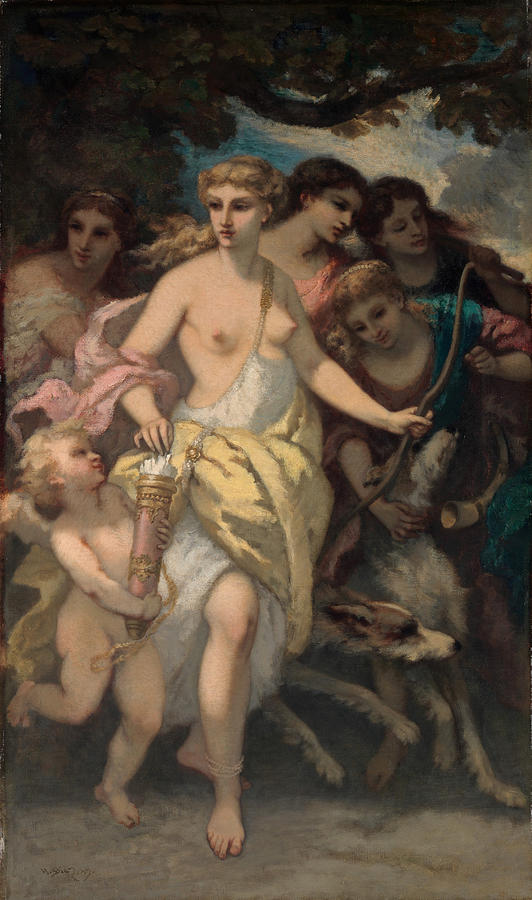 Diana Painting by Narcisse-Virgile Diaz de la Pena