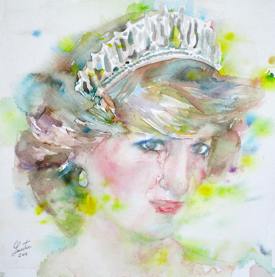 DIANA - PRINCESS of WALES - watercolor portrait.2 Painting by Fabrizio Cassetta