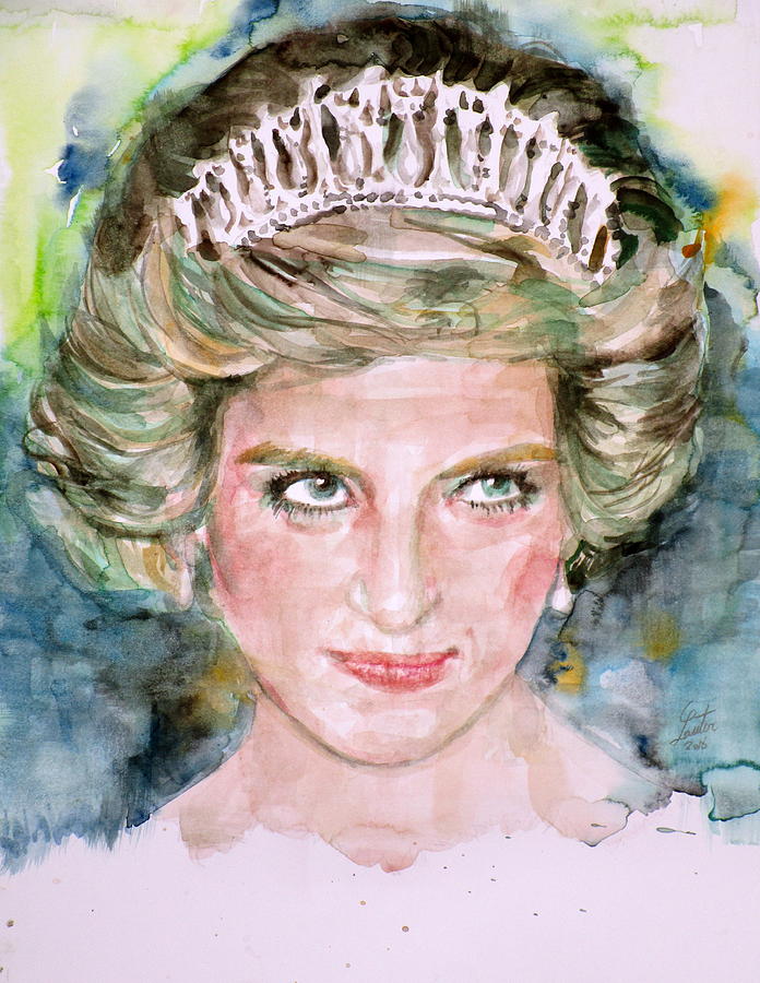 DIANA - PRINCESS of WALES - watercolor portrait.4 Painting by Fabrizio Cassetta