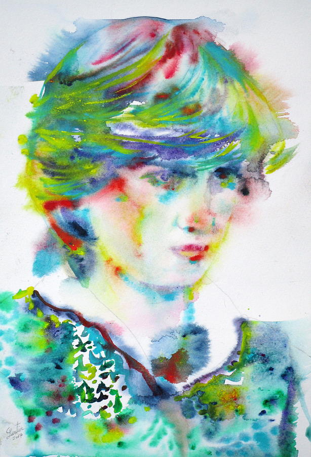 DIANA - PRINCESS of WALES - watercolor portrait.5 Painting by Fabrizio Cassetta