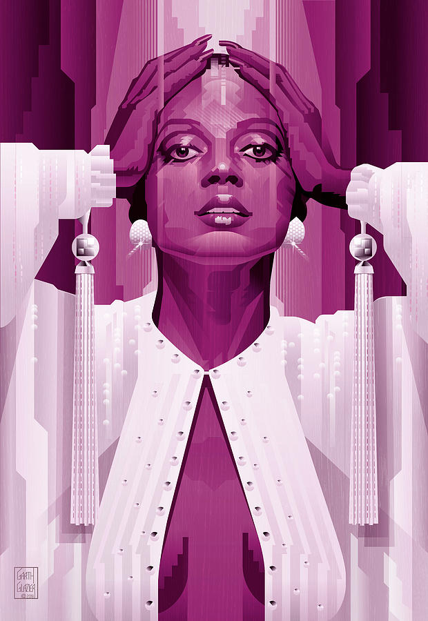 Diana Ross In Magenta Monocrome Digital Art
