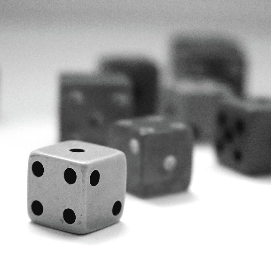 Dice 1- Black and White Photo by Linda Woods Mixed Media by Linda Woods ...