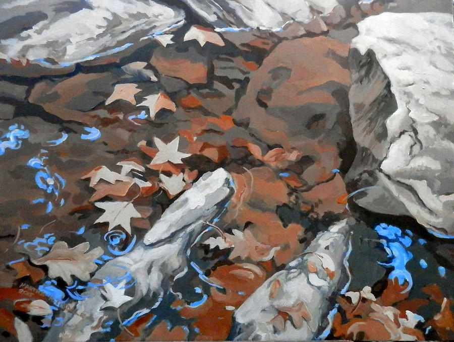 Dicks Creek Leaf Drift Painting by Martha Tisdale