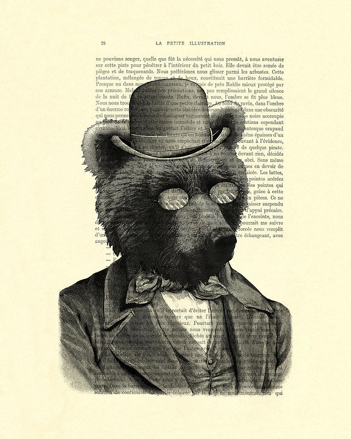 Bear Digital Art - Bear Portrait - Animals In Suits by Madame Memento