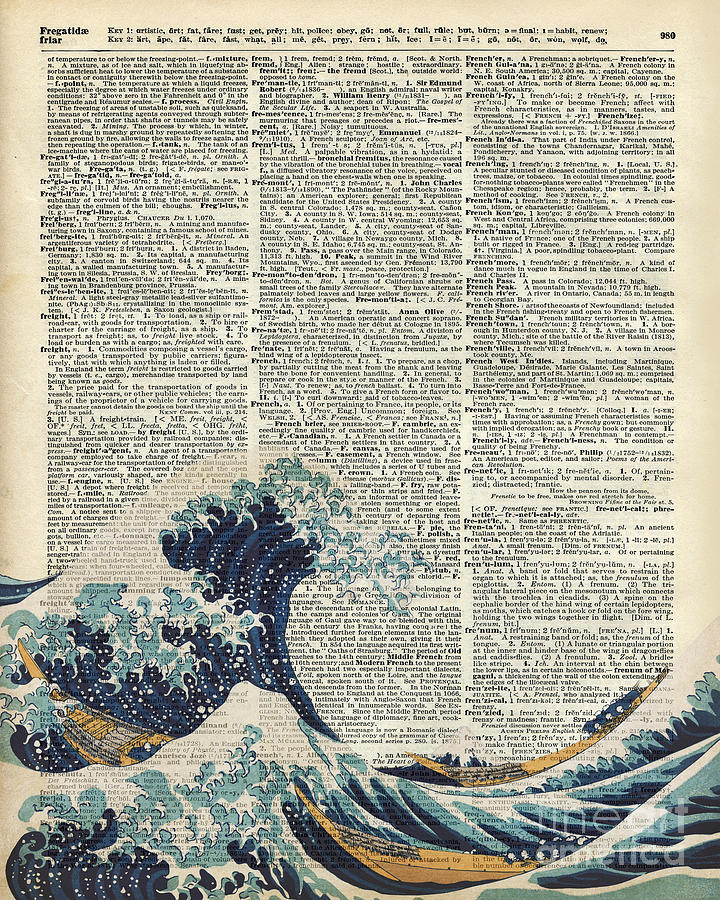 The Great Wave Off Kanagawa Painting - Dictionary Art - The Great Wave off Kanagawa  by Anna W