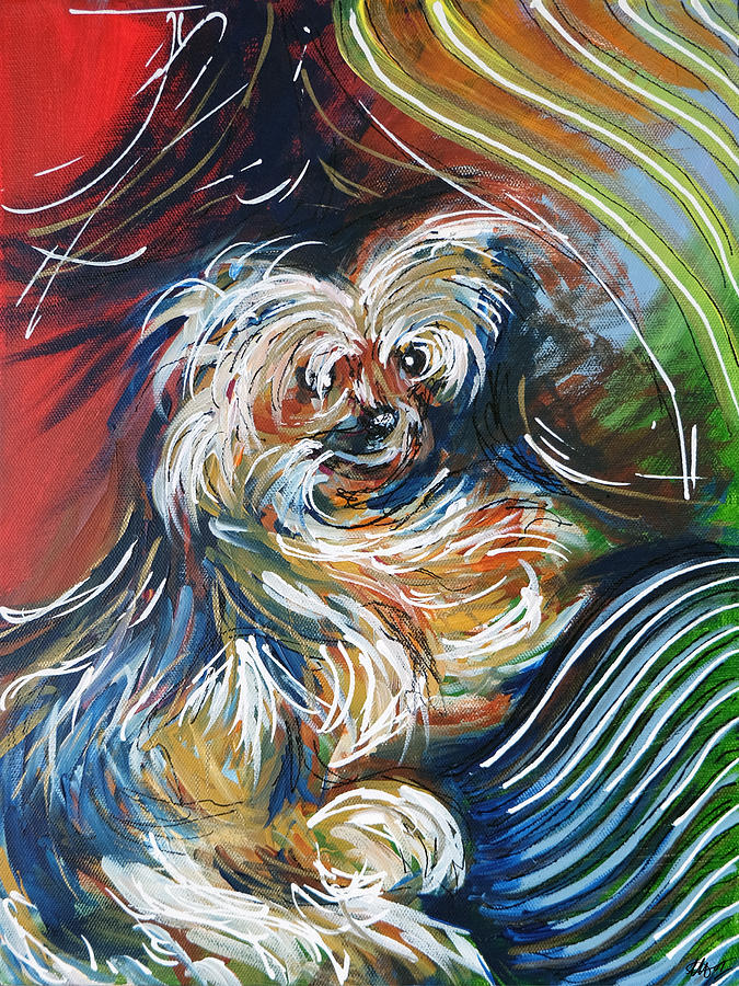 Diddy Dog Painting by Laura Hol Art