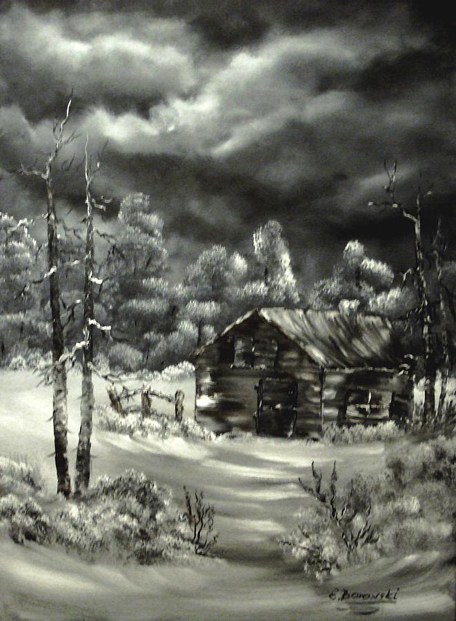 Winter Painting - Die alte Huette by Eva Borowski