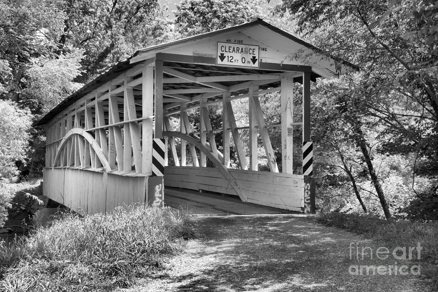 Diehls Covered Bridge Black And White Photograph by Adam Jewell