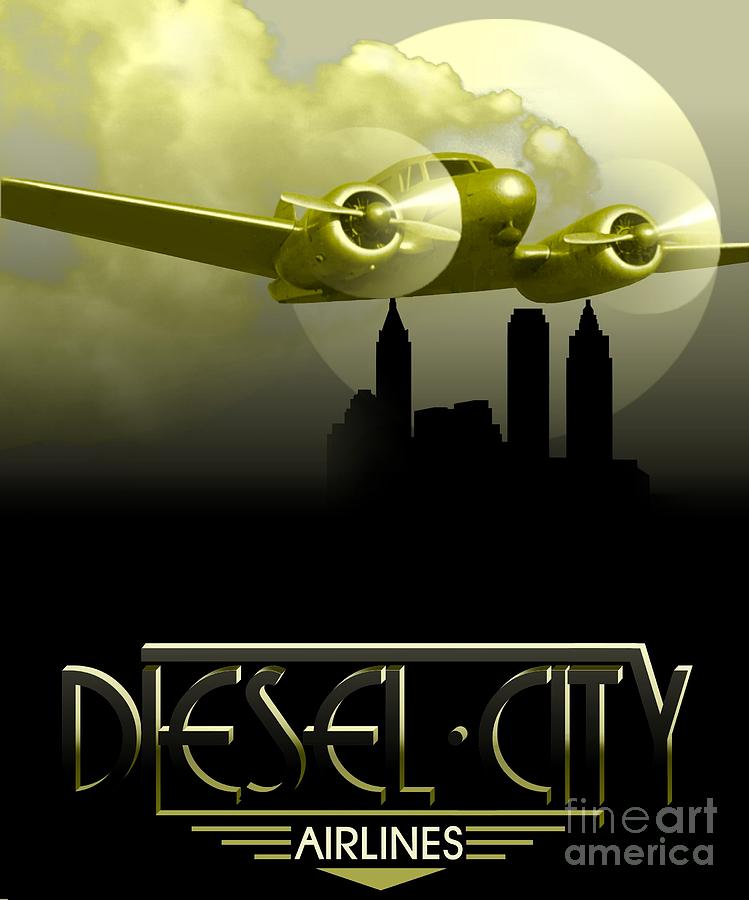 Airline Painting - Diesel City Airlines by Thea Recuerdo