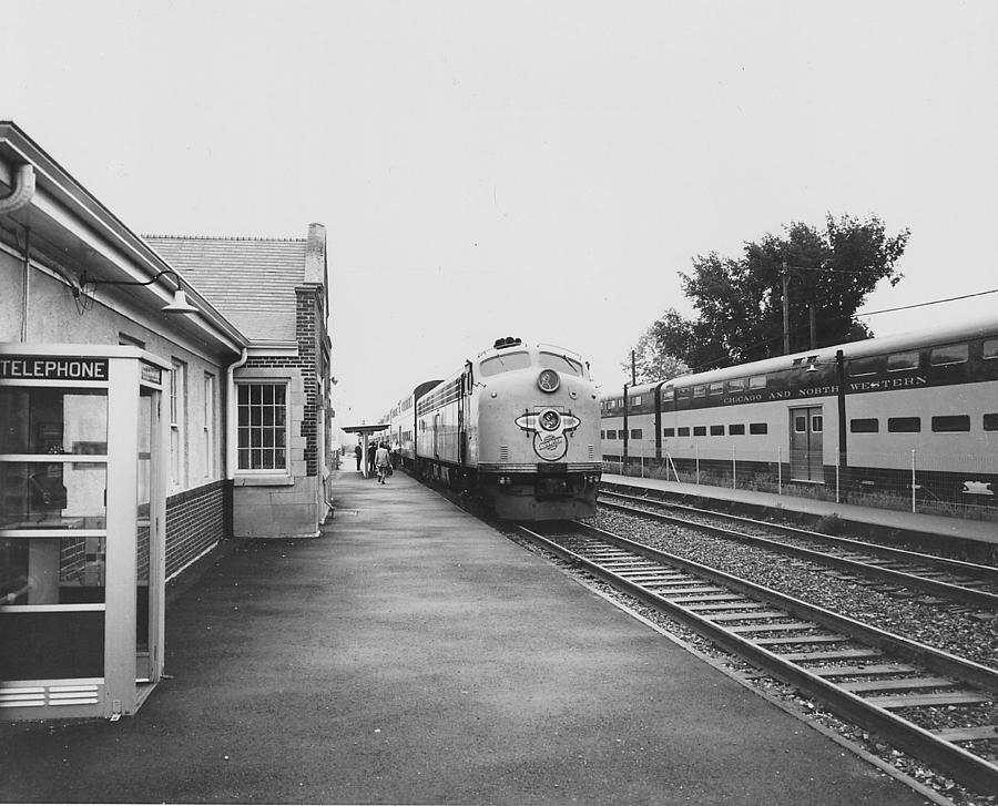 Diesel Engine at Station - 1961 Photograph by Chicago and North Western Historical Society