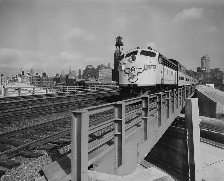 Diesel Engine Pulls Through Chicago  - 1961 Photograph by Chicago and North Western Historical Society