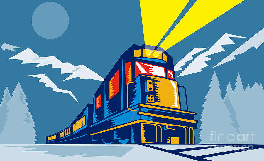 Transportation Digital Art - Diesel train winter by Aloysius Patrimonio