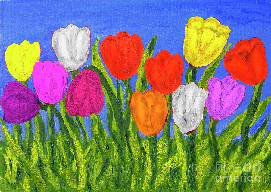 Different tulips, painting Painting by Irina Afonskaya