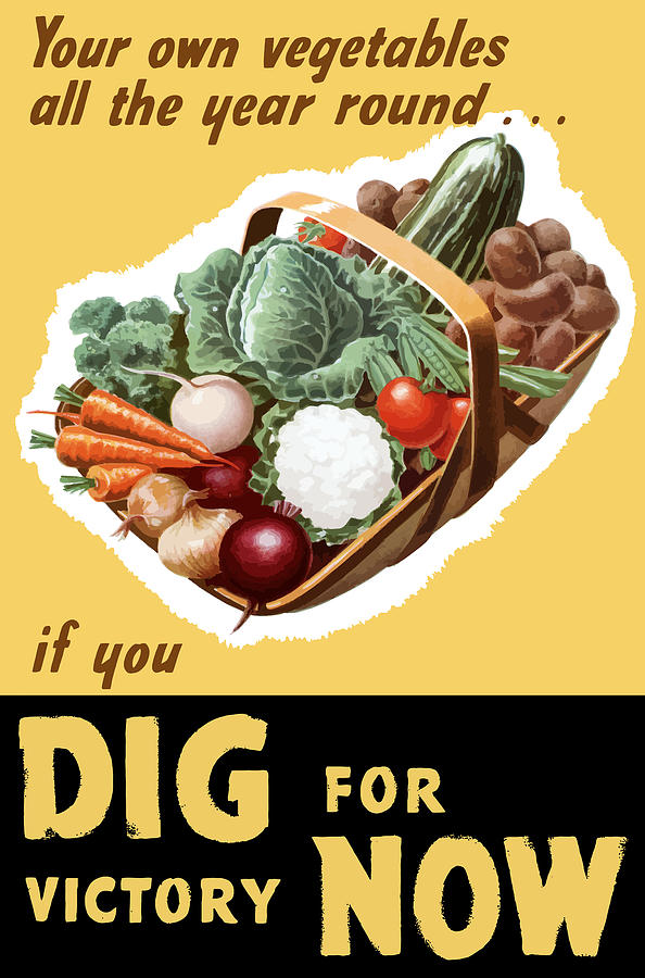 Vegetable Painting - Dig For Victory Now by War Is Hell Store
