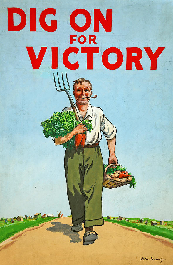 Garden Painting - Dig on for Victory by English School