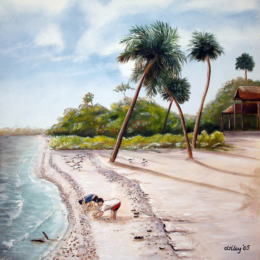 Digging for Coquinas Painting by Dorothy Riley