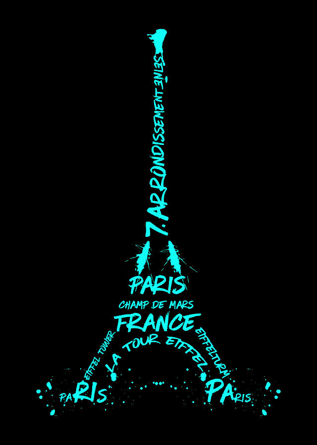 Digital-Art Eiffel Tower cyan Digital Art by Melanie Viola