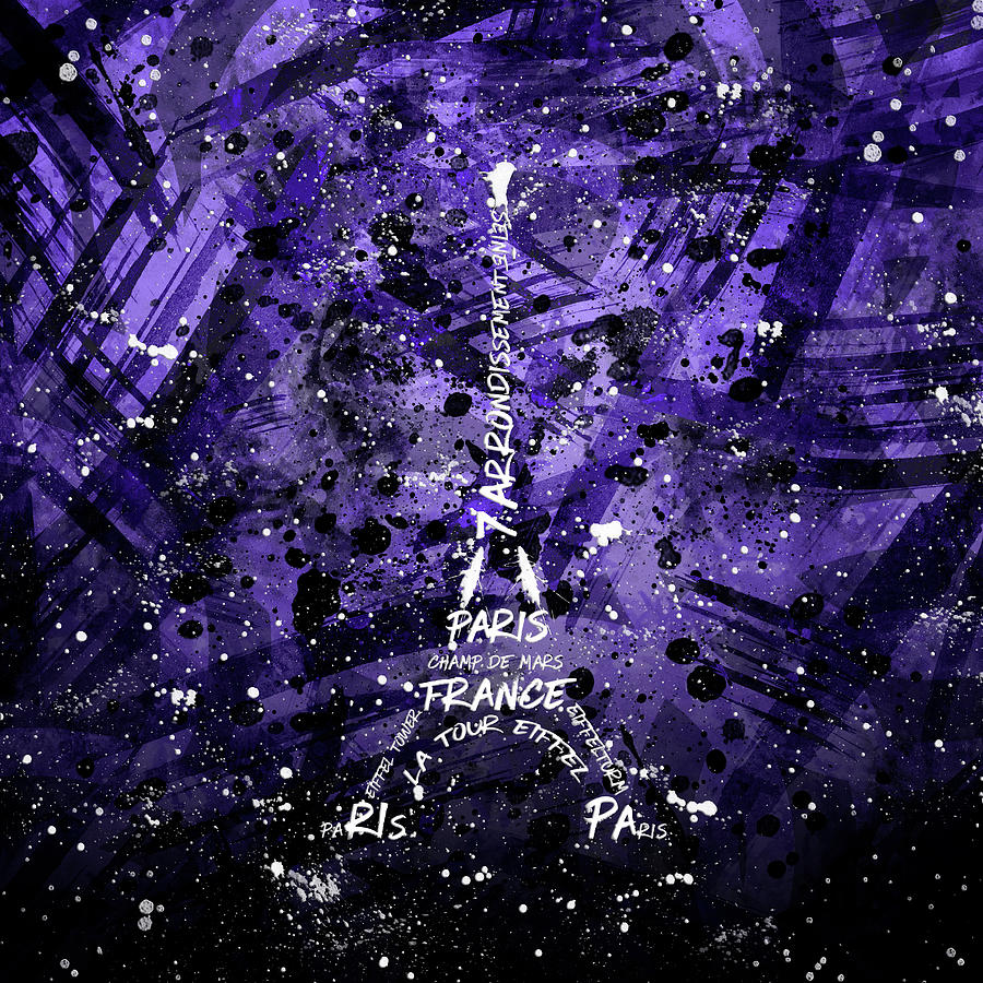 Paris Digital Art - Digital Art Eiffel Tower - purple by Melanie Viola